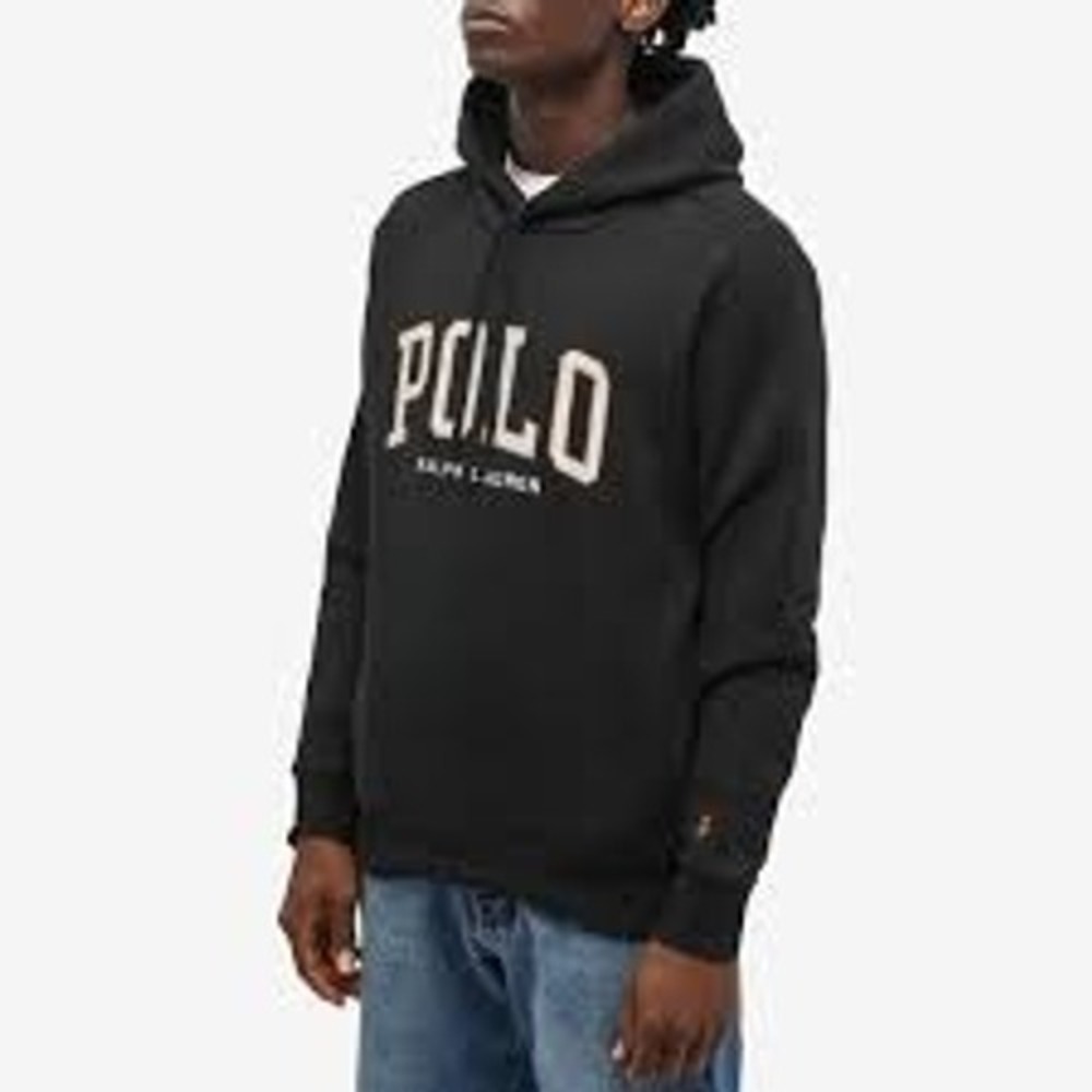 NWT Polo Ralph Lauren Black Fleece Hoodie Varsity Logo Pullover Men's Size XXL